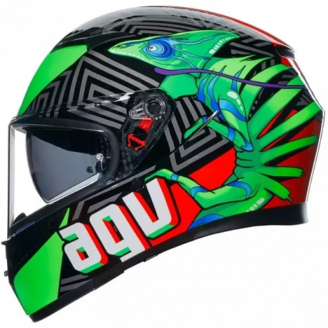Шлем AGV K3 Kameleon Black-Red-Green от магазина мотошлемов AGHelmet